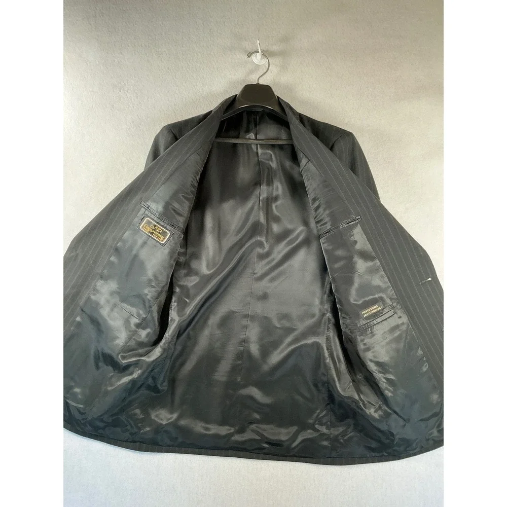 JD Christopher‎ London New York Mens Pinstripe Blazer Romani L41 Charcoal Grey